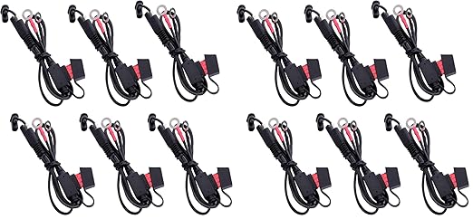 TOPDC 22" 10A Fused Ring Terminal 6 PCS Harness Quick Connect Extention Cord for Battery Charger/Maintainer (Pack of 2)
