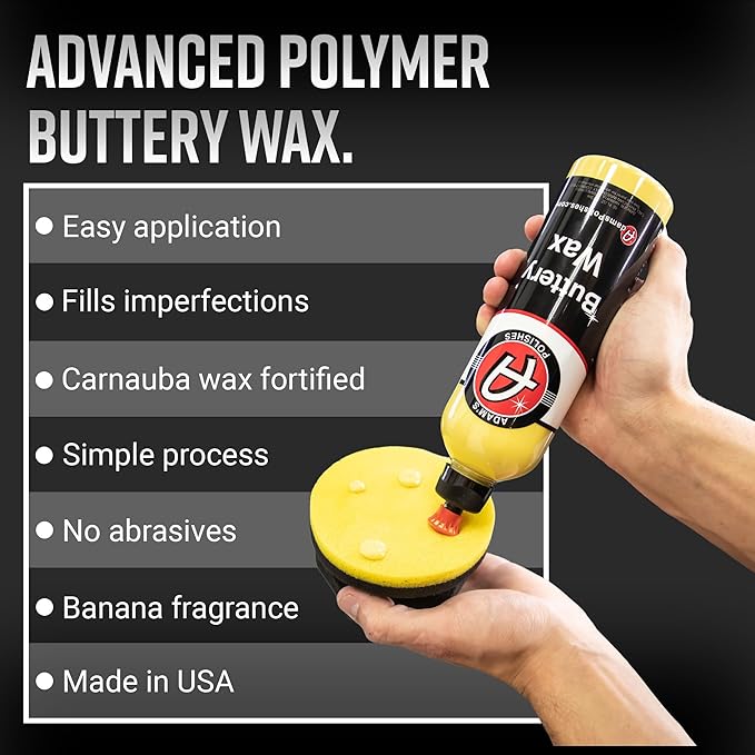 Adam's Buttery Car Wax Kit - Pure Carnauba Wax For Car Detailing Liquid Wet Wax After Car Wash For Shine, Gloss, & Paint Protection - Use W/ Car Cleaning Kit On Car, Boat RV & Motorcycle