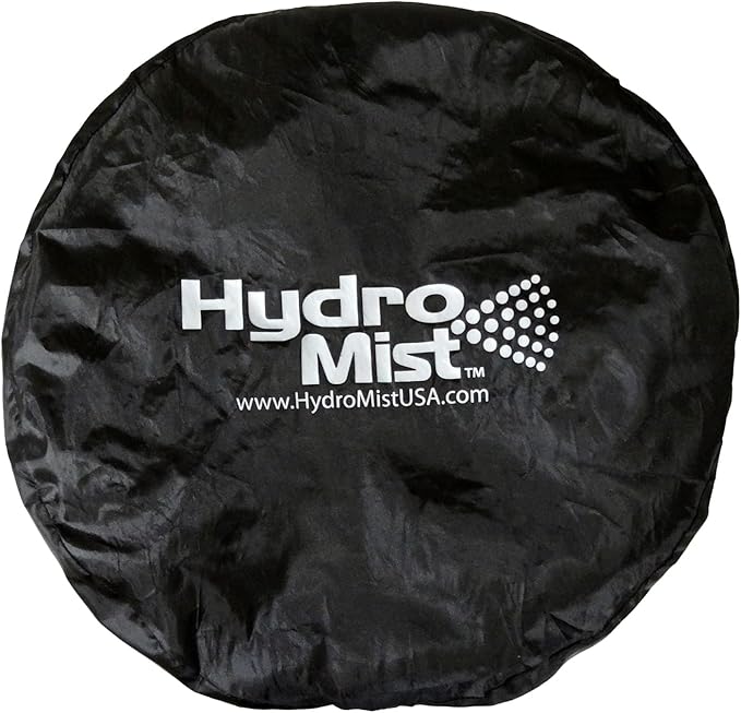 Hydromist Oscillating Wall Mounted Outdoor-Rated Fan, 3-Speed Control on Cord, Alum Fan Blade, Mounting Bracket and Black Cover Included, 24”, Silver