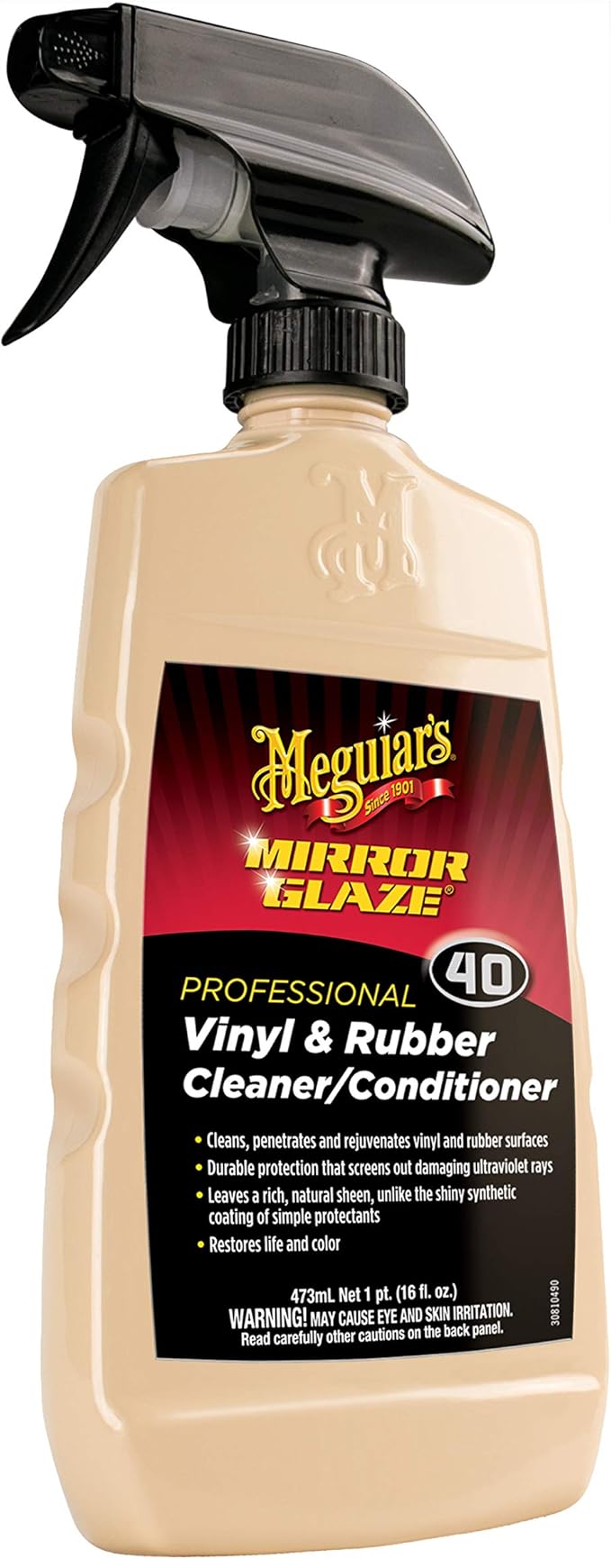 Meguiar's Professional Vinyl and Rubber Cleaner Conditioner M4016 - Pro-Grade for Interior and Exterior, Screens out UV Rays while Leaving Behind a Natural Sheen, 16 Oz
