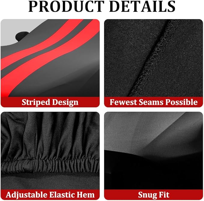 WinPower Indoor Sports Car Cover, Stretch Dustproof Protection Fit 164-181 Inch Full Car Cover for Underground Garage Car Show, Black and Red