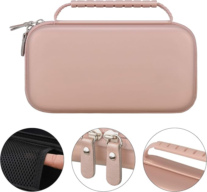 Canboc Hard Carrying Case for Halo Bolt Air 58830 mWh/Halo Bolt Air+ 55500/HALO Bolt Air+ 1750 Portable Car Battery Jump Starter, Mesh Bag fit Jump Cables, AC Outlet, Charger, Rose Gold