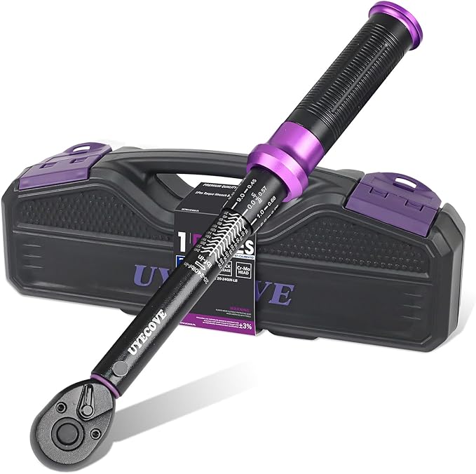 1/4" Inch Drive Click Torque Wrench 20-240 FT-LB/2.3-27.1N.M, ±3% Accuracy, Dual-Direction Click Professional Torque Wrench, Dual Range Scales Graduated in FT.LB and N.M, Purple