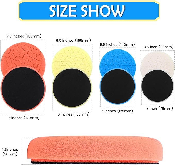 IPELY 6 Pcs 6 Inch Buffing Pads, Polishing Pads 6.5 Inch 165 mm Face for 6 Inch 150mm Base Plate Compounds, Buffer Pads for Polishing and Waxing