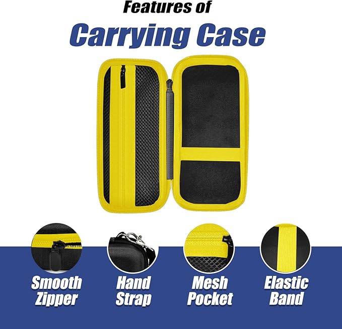 Storage Case Compatible with Portable Air Pump, 120 PSI Air Compressor, Car Tire Inflator Storage Bag for USB Cable, Air House, Connector and Accessories (Box Only)-Black&Yellow