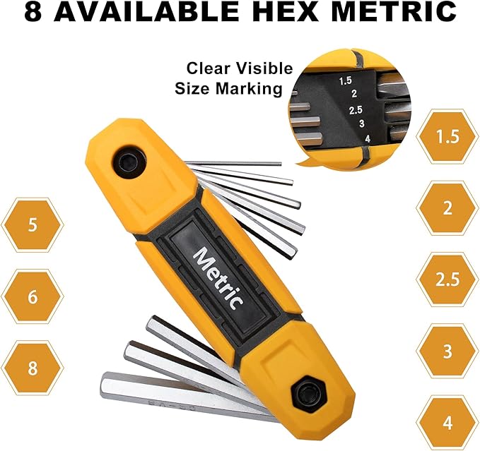 MULWARK 4 Pack Folding Allen Wrenches Sets | 17-Piece Complete Metric & Standard SAE Hex Key Set with Portable Holders for Basic Home Repair, Furniture Assembly, and DIY Projects