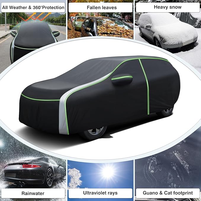 420d Car Cover Fits for Nissan Armada/Infiniti QX80 2004-2025 2026,All Weather Car Covers for Armada/QX80 Accessories with Zipper Door & Reflective Safety Strips,Sun Rain Snow Dust Uv Protection