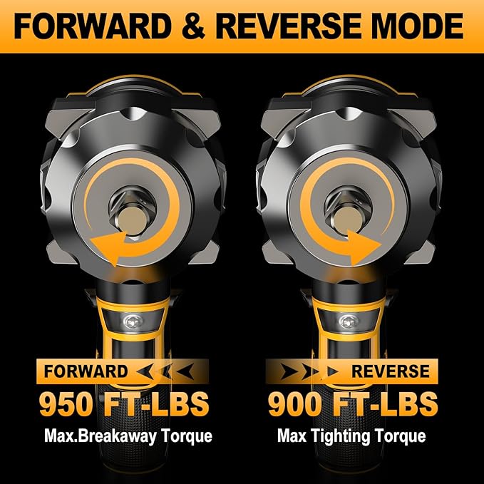 Cordless Impact Wrench 1/2 inch for Dewalt 20V Battery, 900FT-LBS(1200N.m) Driver Brushless, High Torque with 6 Pcs Sockets & Gift Box (No Battery)