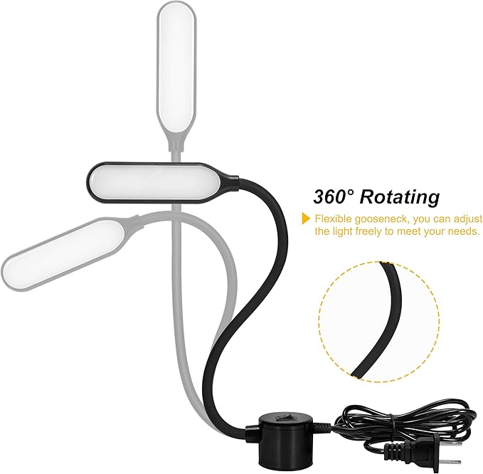 Sewing Machine Light LED Flexible Gooseneck Work Lamp with Magnetic Mount Base for Workbench Lathe Drill Press