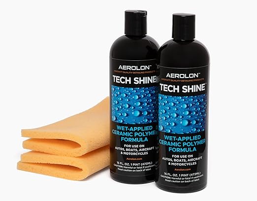 Tech Shine: Ceramic Coating for Cars, Car Wax, Car Polish, Ceramic Polymer Coating, Hydrophobic Top Coat Polish and Sealer, Auto Detailing with Applicator, Mirror Shine Gloss Kit, 2 Pack