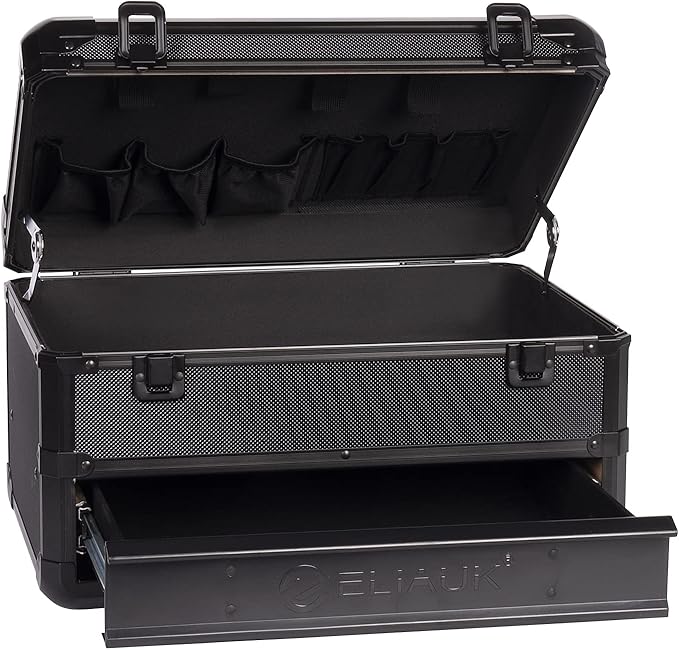 E ELIAUK Tool Box Hard Case Tool Organizer Storage Cabinet Carry Case,Toolbox with Drawers, Black