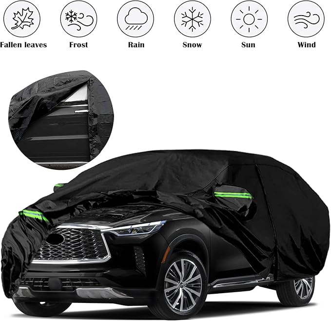 Waterproof Car Covers Replace for 2013-2025 Infiniti QX60, 6 Layers All Weather Custom-fit Car Cover with Zipper Door & Windproof Bands for Snow Rain Dust Hail Protection
