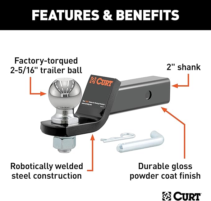 CURT Manufacturing 45041 Class III 2" Loaded Ball Mount with 2-5/16" Ball