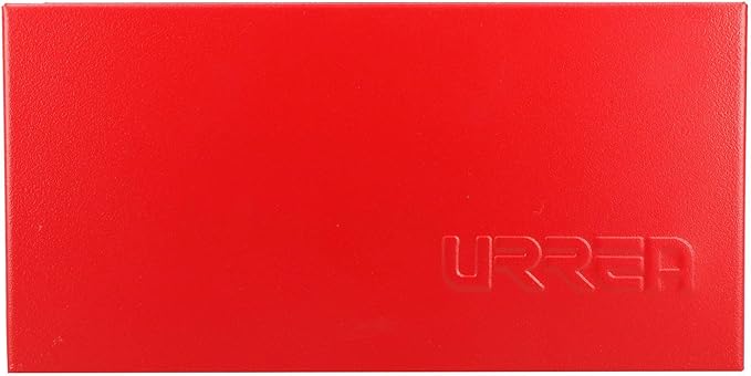 URREA Metal Tool Box - 9.6" x 5" x 1.4" Portable Tool Storage/Organization Box with 24 Gauge Construction & Durable Red Finish - 4725