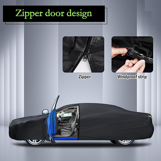 Car Cover Custom Fit for Dodge Charger 2006-2026, Waterproof All Weather Full Exterior Cover Rain Sun Hail Protector Car Cover with Door Zipper