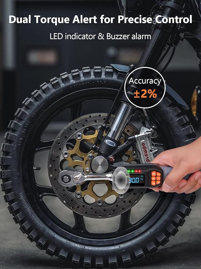 Goseek Digital Torque Wrench 3/8'' Drive, 5-99.6 Ft-lbs/6.8-135Nm, 90 Tooth Torque Wrench with Buzzer & LED Indicator, Electronic Torque Wrench Set for Bike Motorcycle Car Tire Auto Repair
