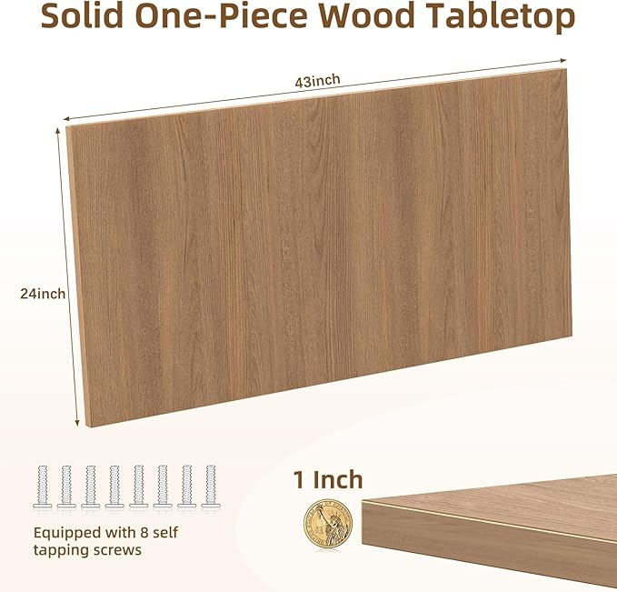 Universal Solid One-Piece Wood Table Top, 43"x24"x1" Workbench Top - Rectangular Particle Board for Standing Desk, Home Office Desk Countertop DlY, Washer Dryer, Coffee, Bar Tabletop