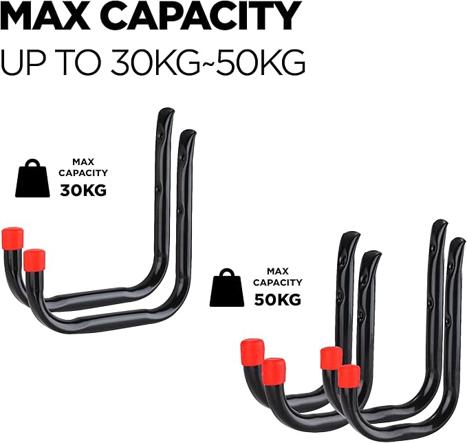 CARTMAN Garage Storage Utility Hooks Heavy Duty Ladder Hooks Garage Wall Hooks Indoor/Outdoor Use for Tools,Bikes 3 Size 6 Pack