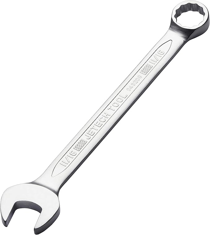 Jetech 11/16 Inch Combination Wrench, Industrial Grade Spanner with 12-Point 15-Degree Offset Chrome Vanadium Steel Forged Heat-Treated, SAE