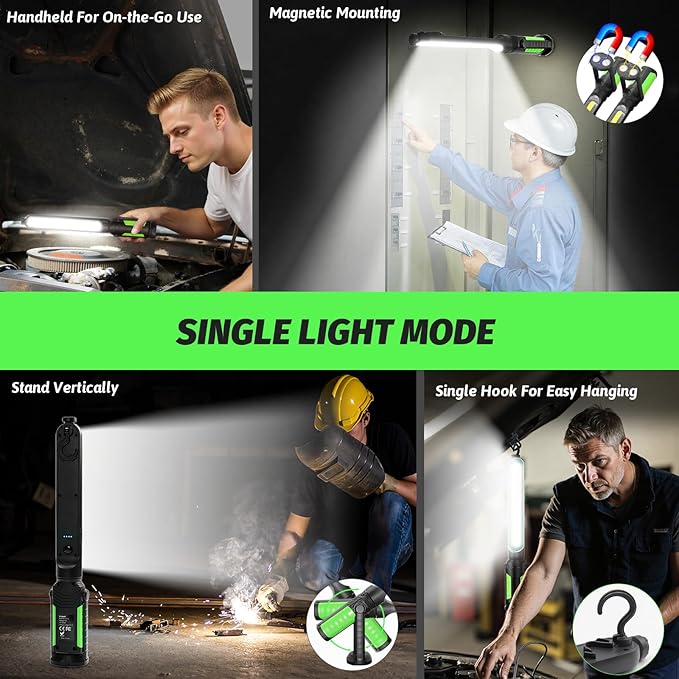 Rechargeable Mechanic Light, 2-in-1 Magnetic Light Bar with Motion Sensor, 2400LM Underhood Work Lights for Mechanics, for Automotive Repair, Inspection, Garage, Emergency