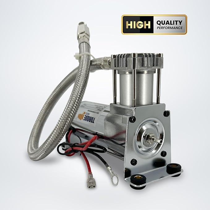 TORQUE 12V Heavy Duty 444c Air Compressor Kit - 120 PSI, Portable Single Port, Replaces Air Lift 16092 16192 - Compressor for Train Horns, Air Horns, Air Ride Suspension, Train Horn Systems (TR16192)