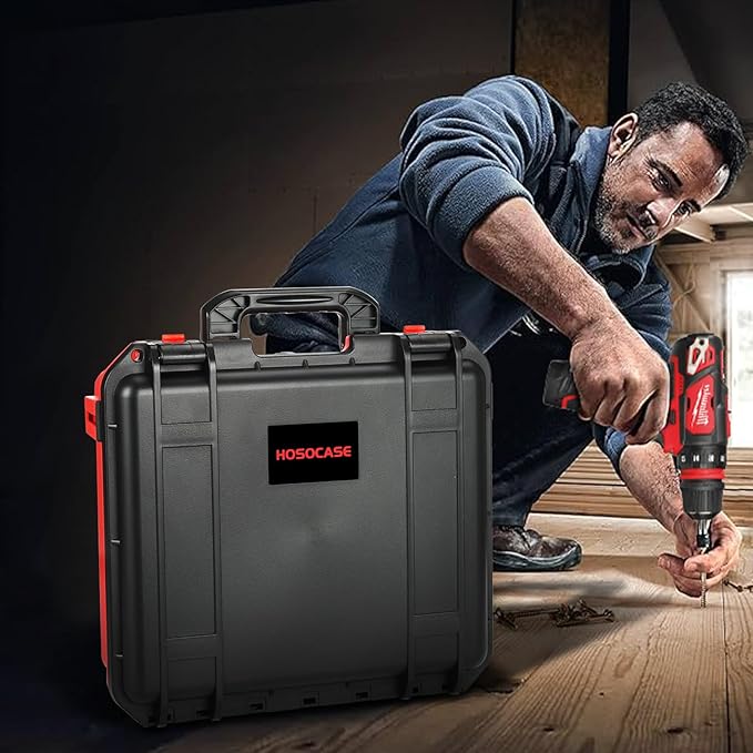 Case for Milwaukee M12 Impact Driver & Drill Set - Tool Box for Milwaukee Fuel Tools Combo Kit, Tool Bag for Drill/Impact Driver/Battery & Charger (Case Only) (Black & Red)