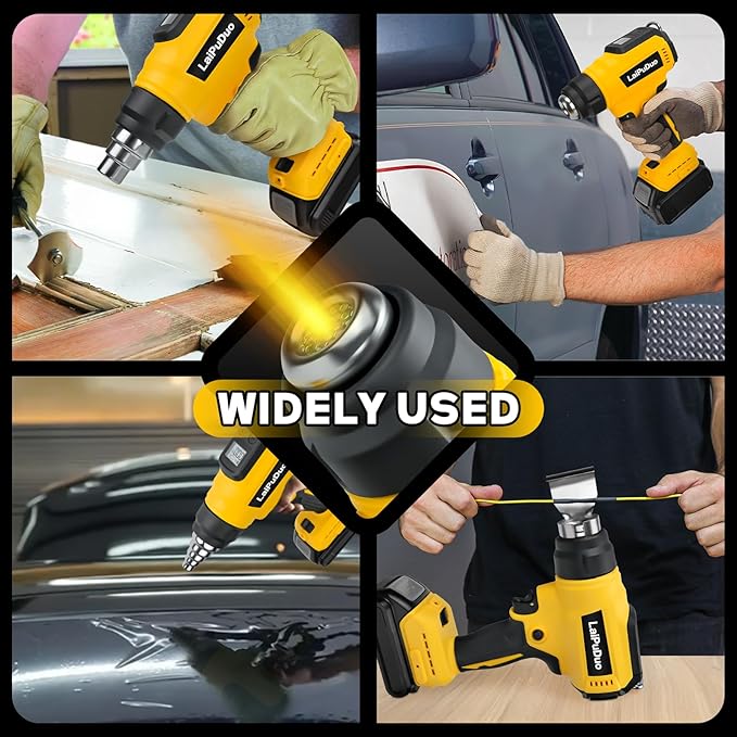 Cordless Heat Gun for Dewalt 20v Battery, 300W Fast Heating Hot Air Gun, 2-Temp Setting 86℉-1022℉(30°C-550°C) with 3 Nozzles for DIY Crafting, Shrink Tubing(Tool Only)
