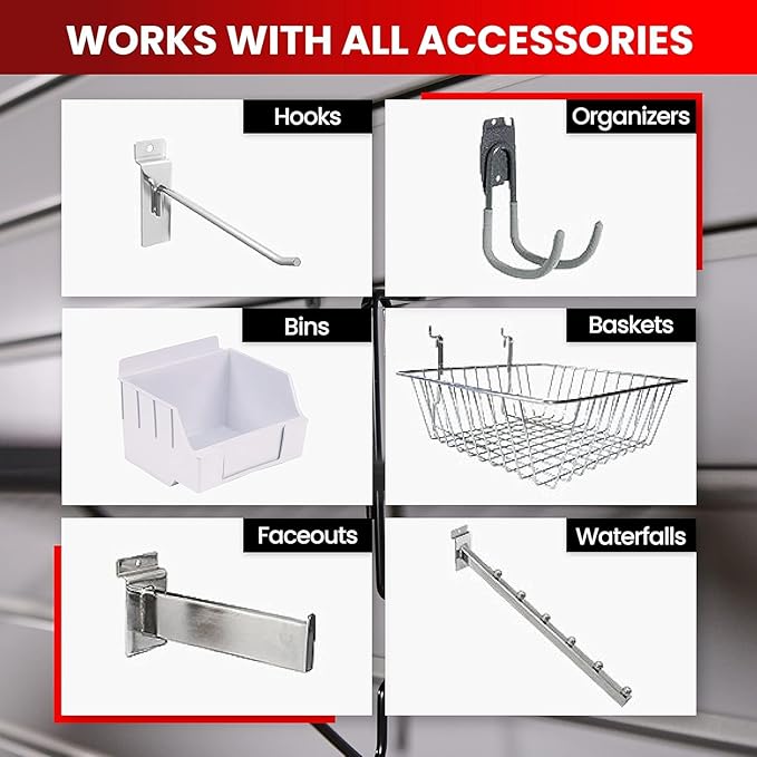 DLDIRECT 3 Colors - Slatwall Panel Garage Organizer: Heavy Duty Wall Mounted PVC Rack, Interlocking Slat Paneling for Garage Storage, Slotwall Board, Shelves System