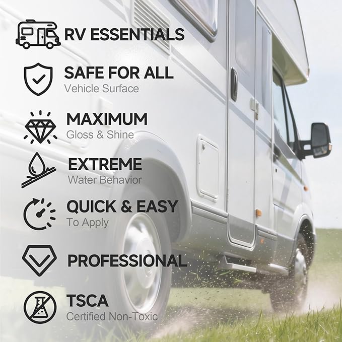 RV Accessories for Outside, Ceramic Coating for RV Polish (32 Fl Oz), Unmatched Shine Car Wax Coating Spray, No Pungent Smell, Quick Detailer Spray Wax, Lasts 50+ Washes Car Paint Sealant