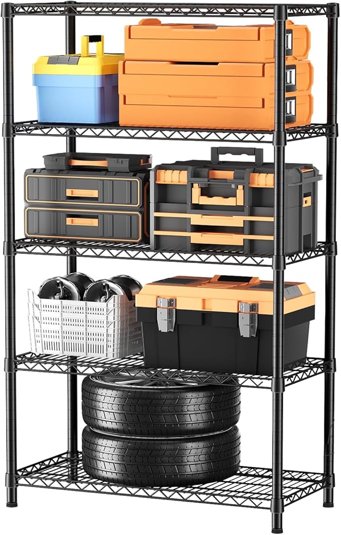 SINGAYE Shelf Closet Wire Shelving：Adjustable Metal Unit for Laundry Room Organization Bathroom Kitchen Home Garage Storage Pantry Rack Shelves