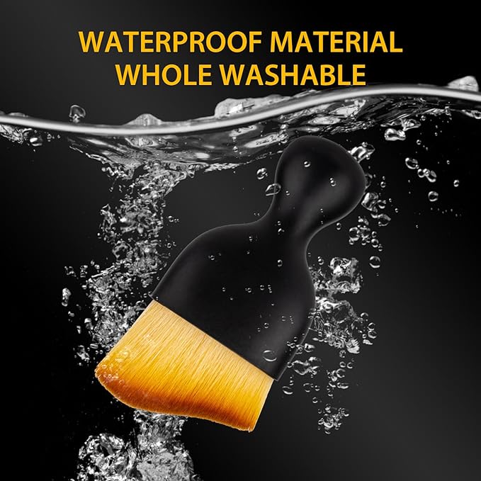 2PCS Car Interior Detailing Brush, Auto Car Detailing Brush Dusting Brush, Soft Bristles Car Interior Cleaning Tool for Dashboard Interior, Exterior, Skylight, Leather, Dust Brush, Brown