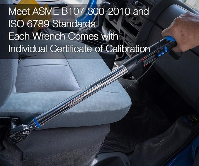 1/2 inch UltraPrecision Digital Torque Wrench, 12.5-250.7 ft-lbs Range Accurate to ±1%, Set Target Torque, LED and Buzzer, Calibrated (WEP4-340CN)