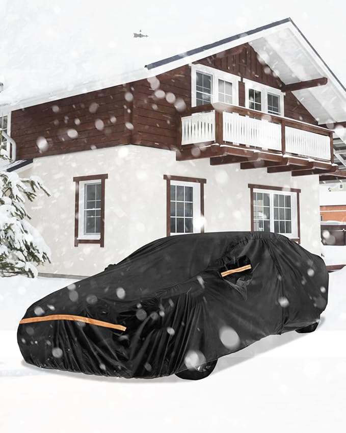 Car Cover for Chevy/Chevrolet Corvette C4 C5 C6 C7 1980-2019 | Heavy Duty Outdoor Full Exterior Cover | Sun, Rain, UV, Dust, and Snow Protection with Door Zipper (Black)