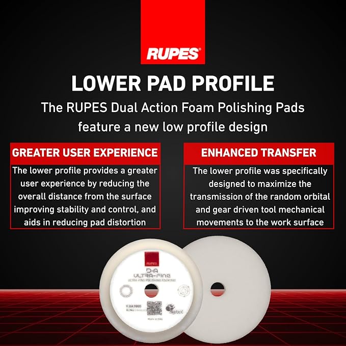 RUPES 9.DA100S Pack of 48 White D-A Ultra-Fine Polishing Foam Pads 100mm | Ideal for Paint Correction | Extremely Fine Defect Removal | Compatible with 4" Backing Plate