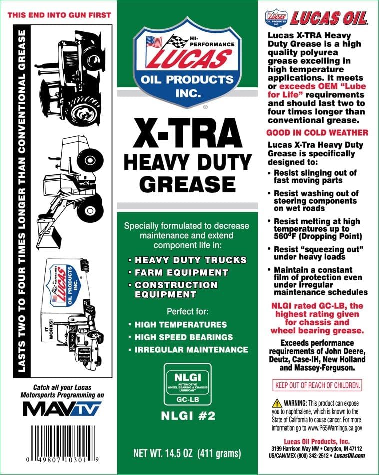 Lucas Oil 14.5 Ounce 10301 Heavy Duty Grease, 14.5 oz,Green