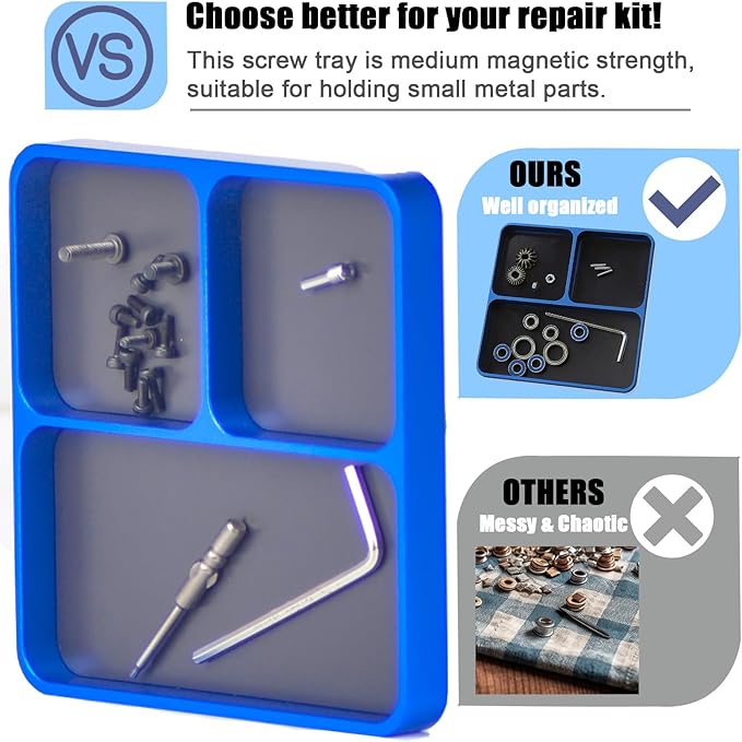 Magnetic Electronic Repair Screws and Parts Organizer Parts Tray Small Parts and Screws Holder for Organization Magnet Tool Tray Parts Holder for Screws, Sockets, Bolts, Pins, RC Car Boat Plane Phones