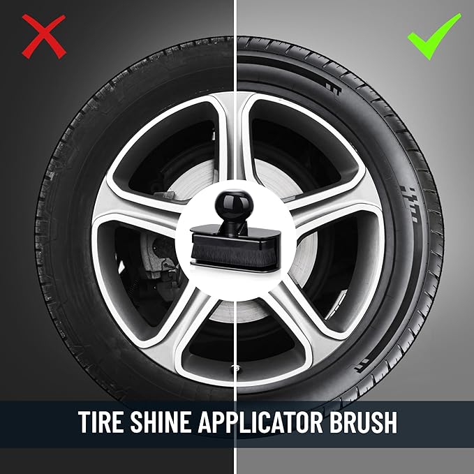 BABYSHEEP Car Tire Shine Applicator,Large Tire Shine Brush - Automotive Tire Dressing Applicator Brush with Storage Stand for Tire Detailing & Car Wash Kit, Black, 3.6 Inch Length -2pcs (Black & Red)