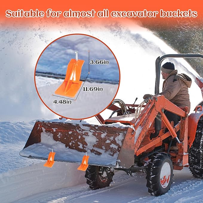 2 Pack Ski Edge Protector for Compact & Sub-Compact Tractor Bucket, 11.7" Steel Turf Tamer Attachment for Snow Removal & Gravel Spreading, Bolt-On Driveway Guard