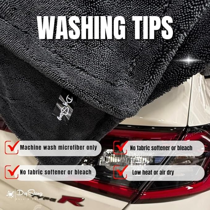 Premium DryStang Car Drying Towel, 1400 GSM Extra Large 24"x36" Double Sided Microfiber Drying Towel Car Truck, Durable XL, Ultra Absorbent Drying Towel, No Lint, No Scratch, No Water Spots, No Streak