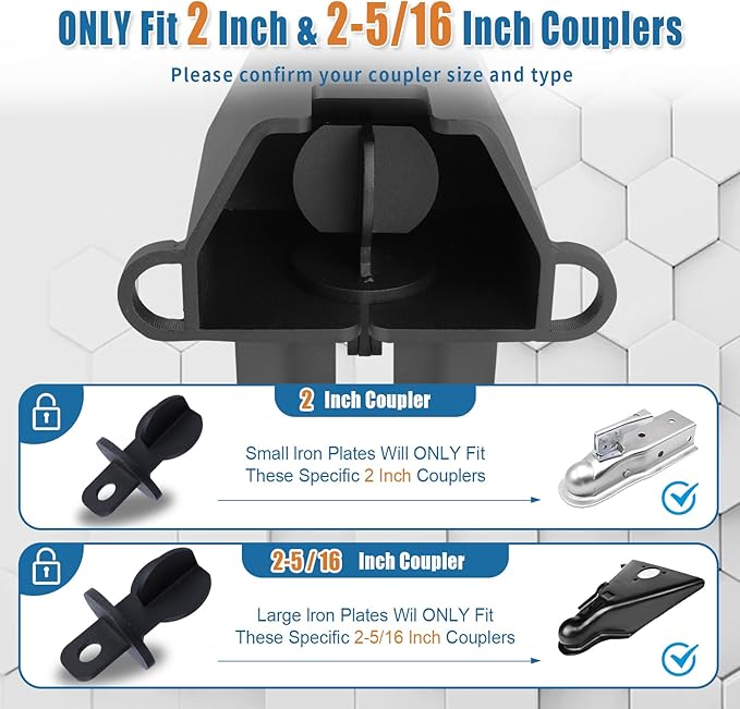Upgrade 2.0 Trailer Coupler Lock, Universal Trailer Tongue Hitch Lock for 2 & 2-5/16 Couplers, Anti-Theif Design, 1/4" Ultra Thick Steel, Heavy Duty Trailer Locks for Boat, RV, Camper, Truck