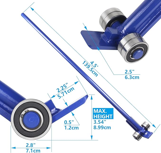 Pry Lever Bar 5T/11000LBS Load Capacity, 4.5FT Length Steel Handle Prylever Bar with Wheels for Heavy Duty Equipment Handling,Great Hand Tool with Four Industrial Bearings