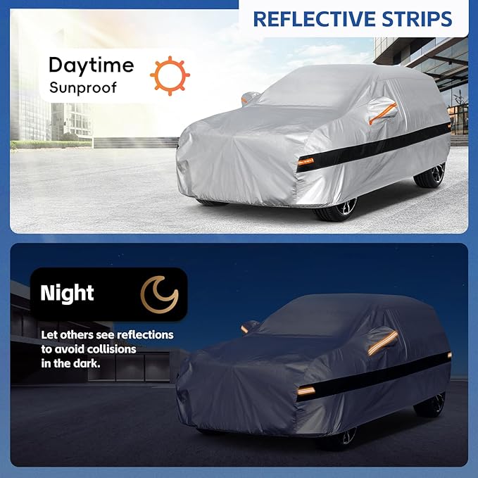 10 Layers SUV Car Cover Custom Fit for Mazda CX-5 CX5 CX-50 CX50 (2012-2024) Waterproof All Weather for Automobiles, Outdoor Full Cover Rain Sun UV Protection.Silver