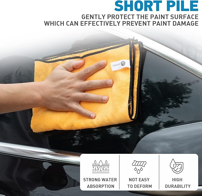 Microfiber Towels Gray for Cars - 6 Pack, High & Short Pile Micro Fiber Cleaning Cloth for Car Washing Drying & Auto Detailing, Water Absorption Lint Free & Non-Streak