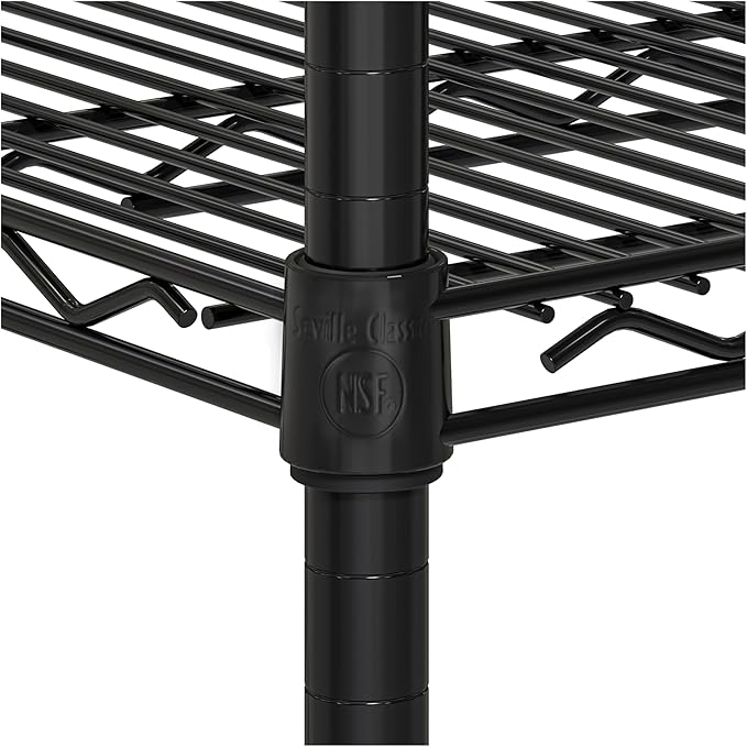 Seville Classics UltraDurable Heavy Duty NSF Solid Steel Wire Rack Storage Unit, Organizer for Garage, Warehouse, Office, Restaurant, Classroom, Kitchen, Black, 5-Tier Shelving, 60" W x 18" D