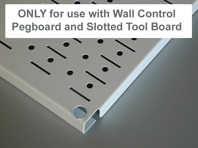Wall Control Shelf 9in Deep Pegboard Shelf Assembly Pegboard and Slotted Tool Board - White