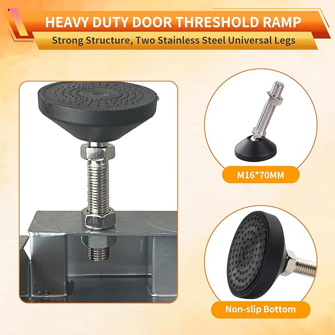 Height Adjustable Door ramp, Ramp for 3", 5.0" to 6.3" Rise Steps, Heavy Duty Front Door ramp for Elderly wheelchairs/Walkers/Scooters(27.6" L*37.4" W, Alloy Iron, 36LBs, Max 800LBs).