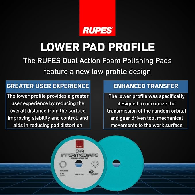 RUPES 9.DA150B Pack of 12 Light Blue D-A Intermediate Foam Polishing Pads 150mm | Ideal for Paint Correction & Gloss Enhancement | Compatible with 5" Backing Plate | Improves Cutting Performance