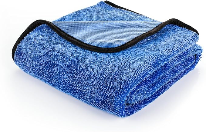 The Rag Company - Slim Dryer Towel - Ultra-Absorbent Korean Microfiber, Suede Edge, 25"x35" Royal Blue