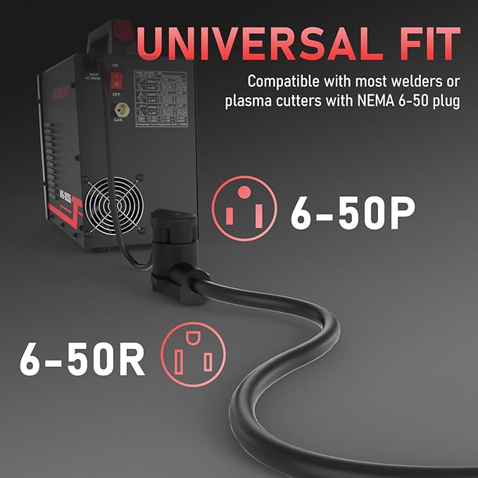 YESWELDER 40ft 250 Volt Welder Extension Cord 10 AWG Power Extension for Welding Machines， NEMA 6-50P to 6-50R
