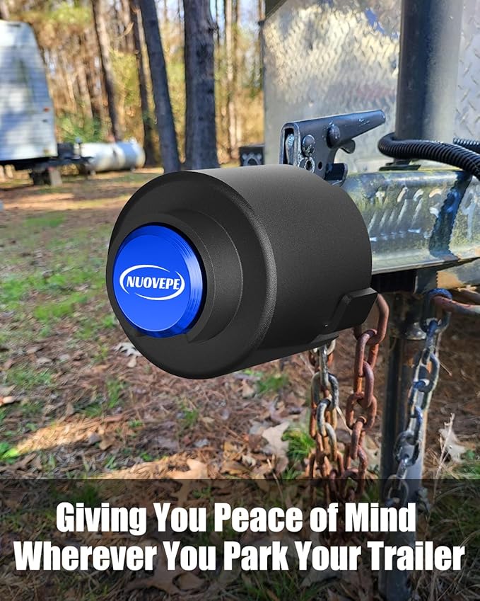 Trailer Lock Fits 2 Inch Couplers, Secures Safety Chains Anti-Theft Ball Hitch Lock, Pry-Resistant & Heavy-Duty Trailer Hitch Locks for RV | Boat | ATV | Utility Trailer (Blue)